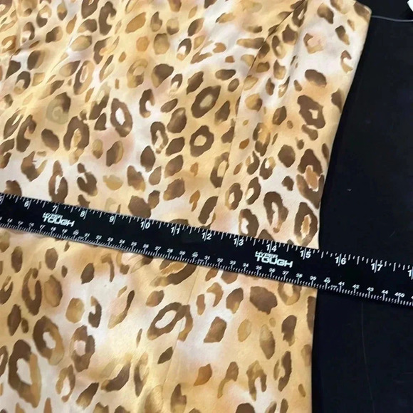 NWT 100% Silk Leopard Beige Gold Mob Wife Sleeveless Elegant Dress Womens 6 - Picture 9 of 11